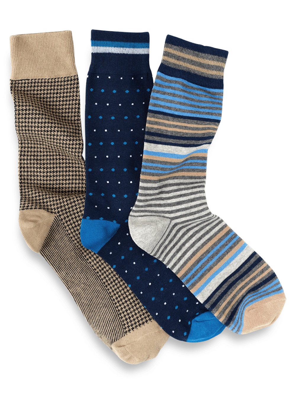 3-Pack Katoenmix Sokken Blauw Multi - Een kleurrijk trio voor je voeten, altijd comfortabel
