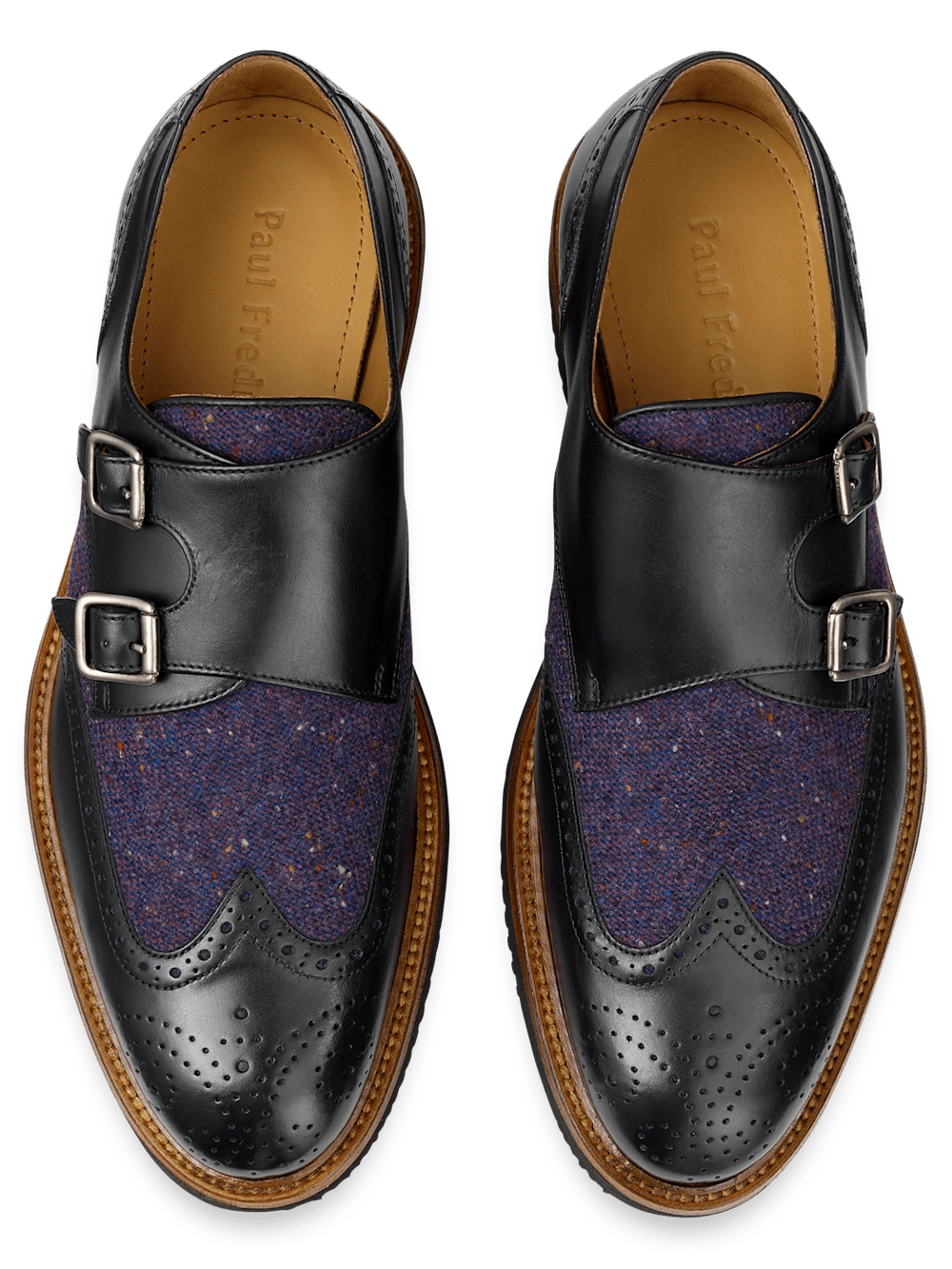 Abe Hybrid: Zwart en paars Monk Strap. Een symfonie van stijl en kleur voor de moderne man.